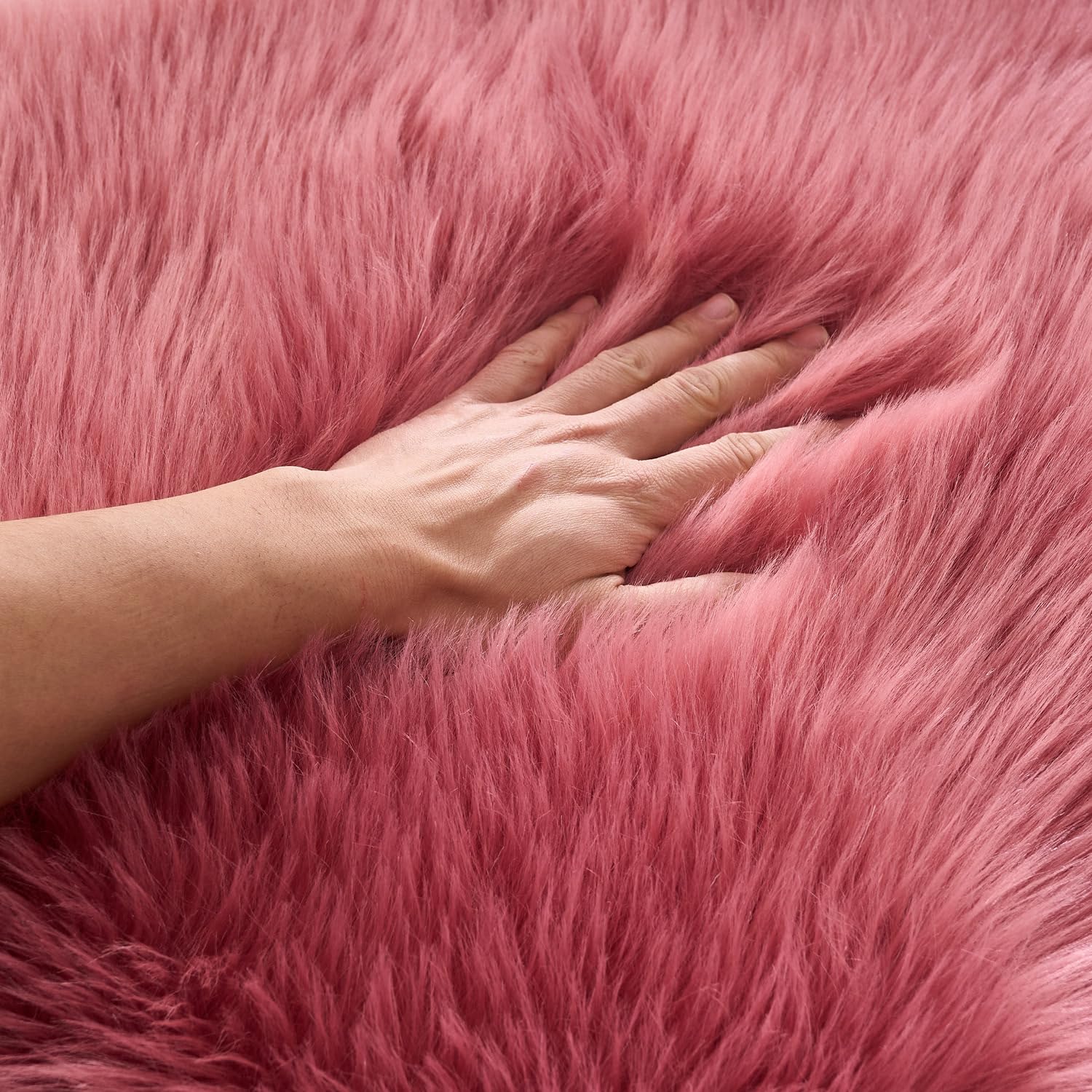 EasyJoy Ultra Soft Fluffy Sheepskin Rug durable velvet pile for daily use.