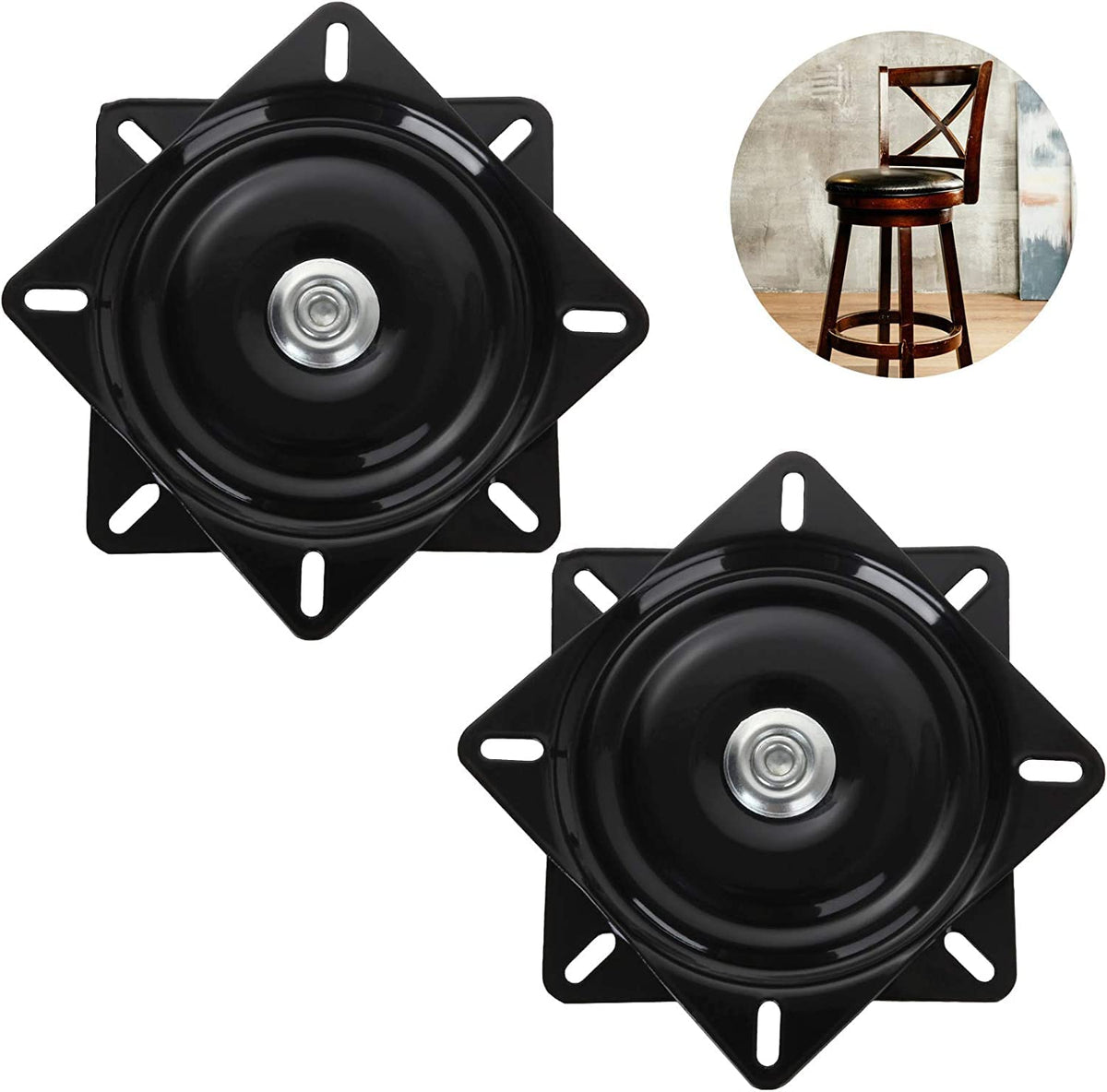 EATHEATY 8-inch bar stool swivel plate for smooth 360-degree rotation.