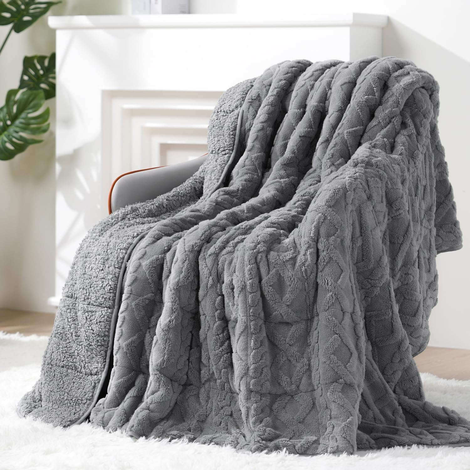 Eazfy Pro Super Fuzzy Sherpa blanket front view for cozy nights