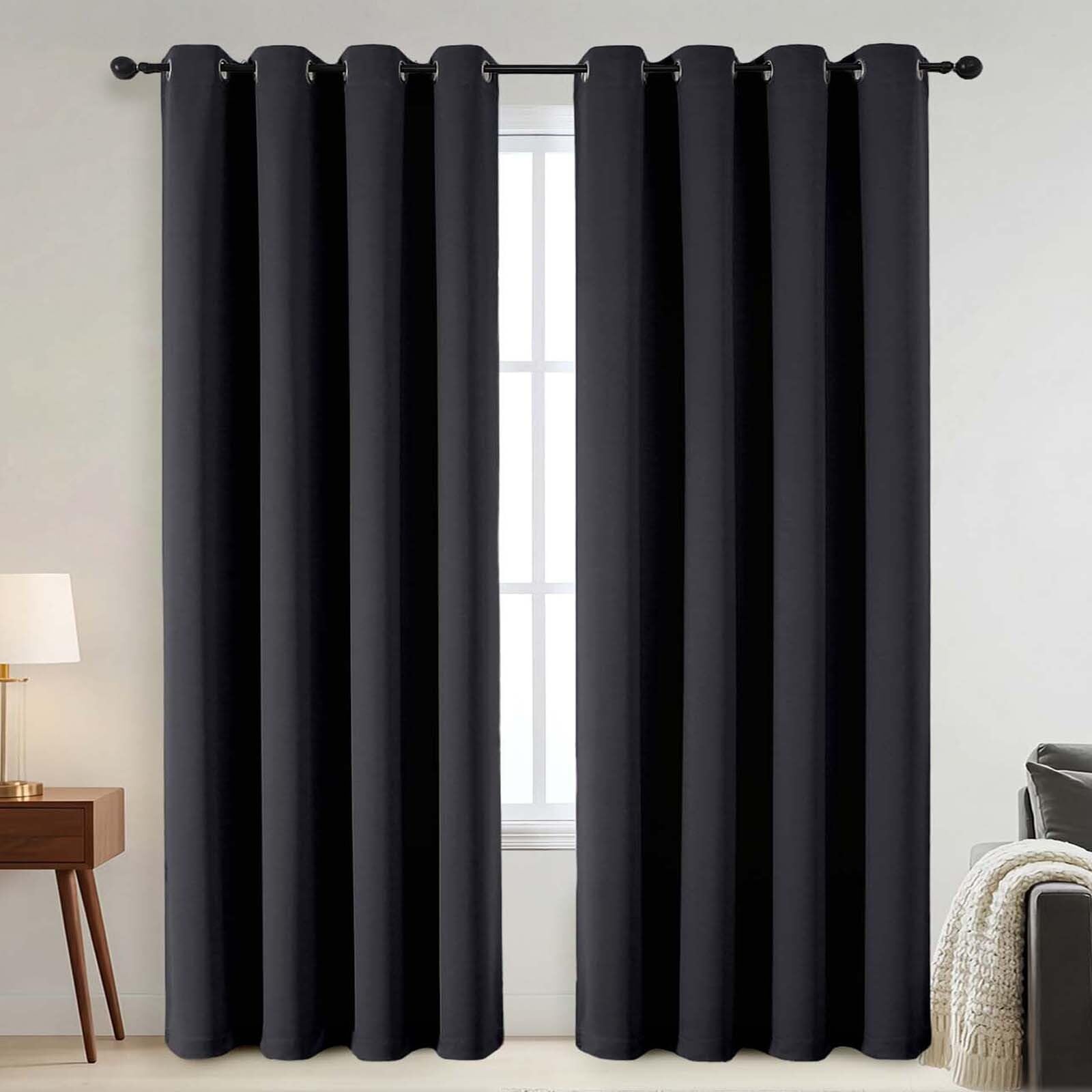 Ebesto blackout curtains pair 52W x 84L in full view for room-darkening.