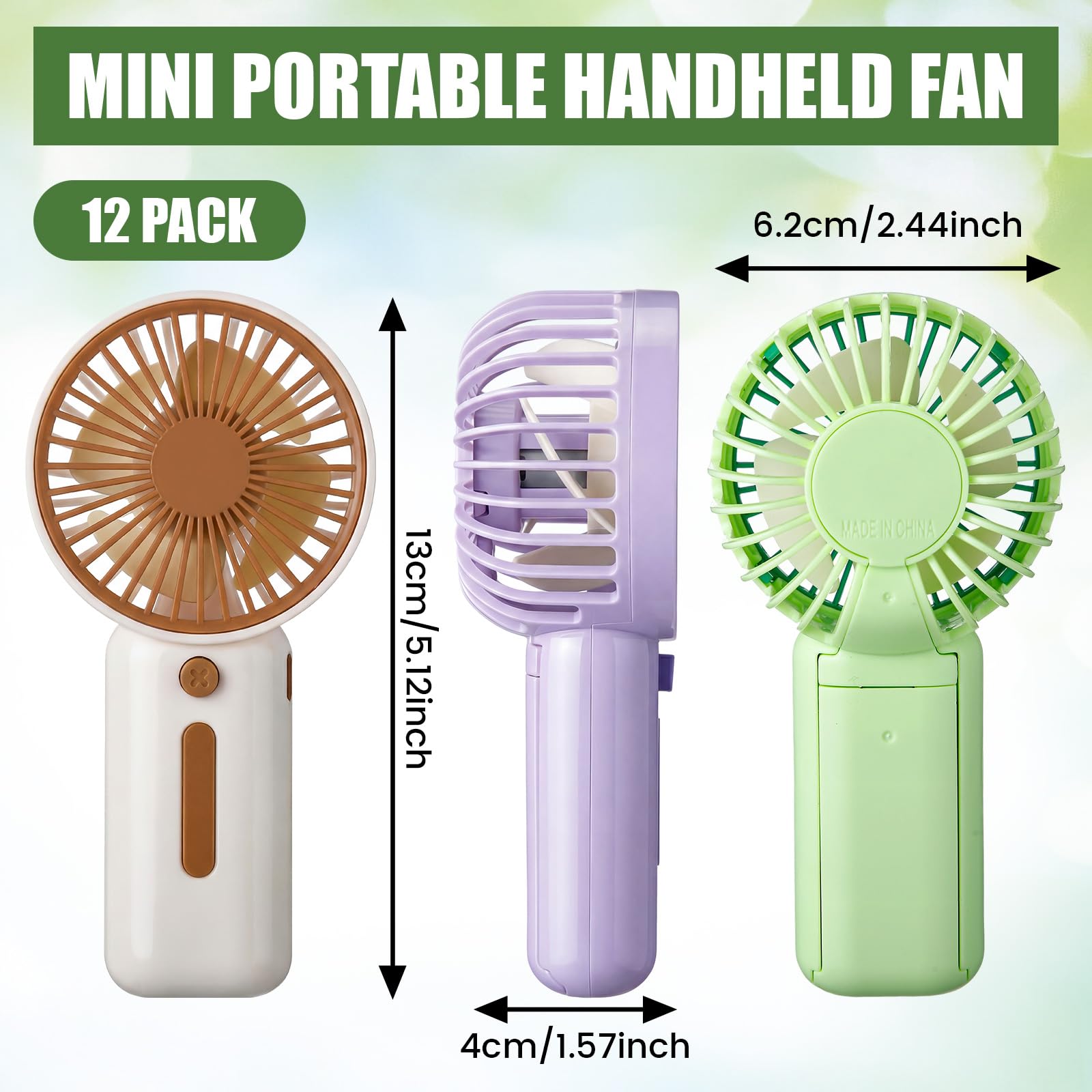 EBOOT mini portable fan handheld with foldable stand in pink for travel