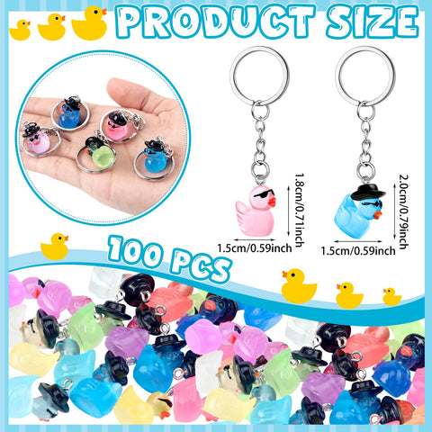 Ecation glow-in-the-dark duck keychain glows softly for desk decor.