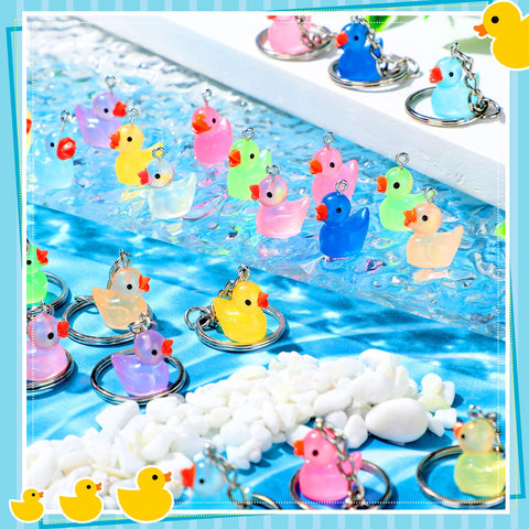 Ecation luminous duck keychain glow, durable resin duck with a bright touch for party favors.