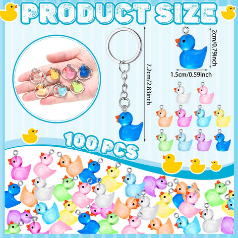 Ecation luminous duck keychain glow 3D duck in multicolor, perfect for livening up bags and rewards.