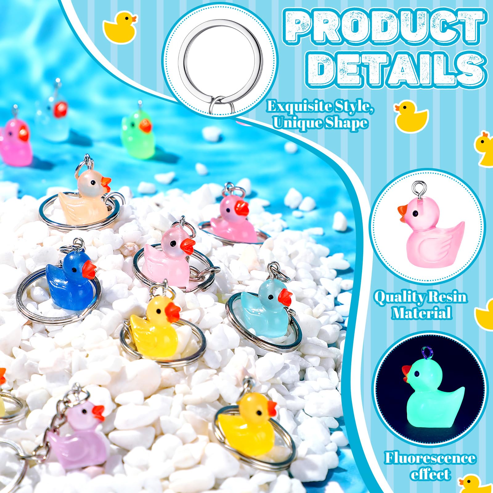Ecation luminous duck keychain glow, compact accessory ideal for desks, stockings, and gifts.