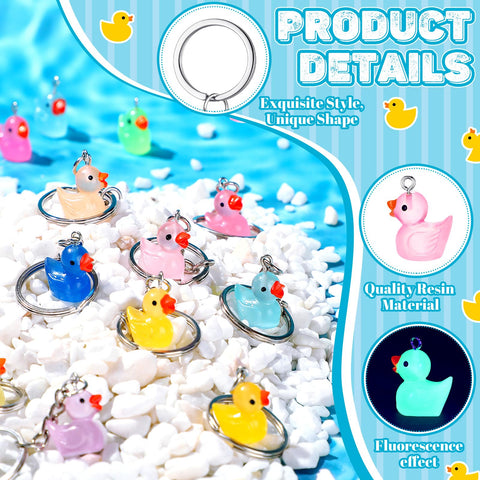 Ecation luminous duck keychain glow, compact accessory ideal for desks, stockings, and gifts.