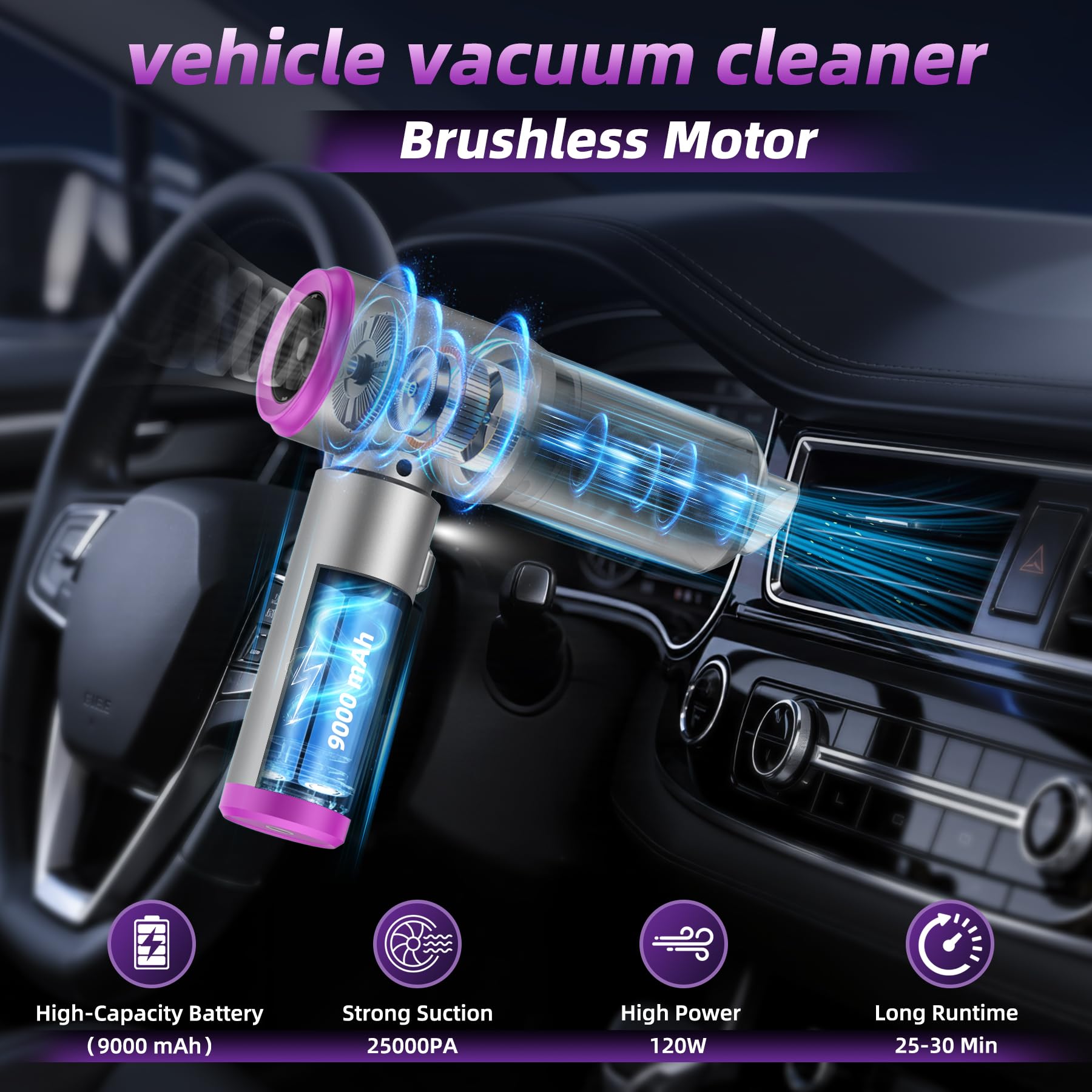 ECBELLTX accessories set includes floor brush and crevice nozzle for tight spots.