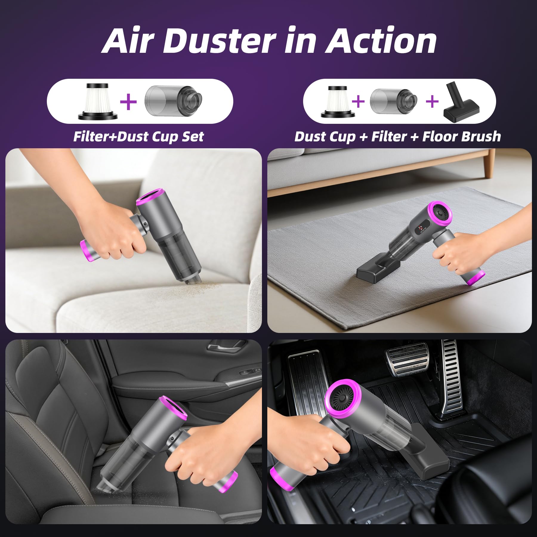 ECBELLTX mini vacuum car-interior-cleaning for spotless seats and carpets.