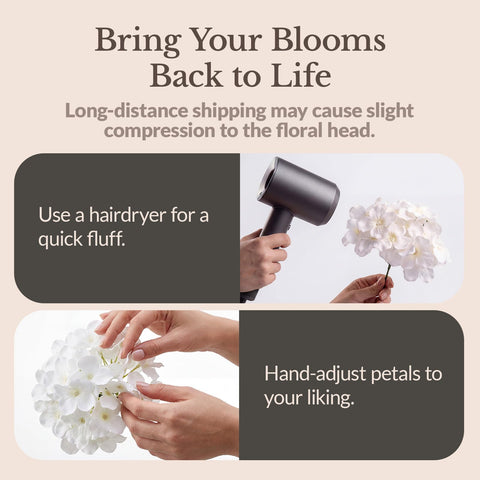 Eccelso Hydrangea soft-touch silk blooms mimic fresh bouquets without daily care.