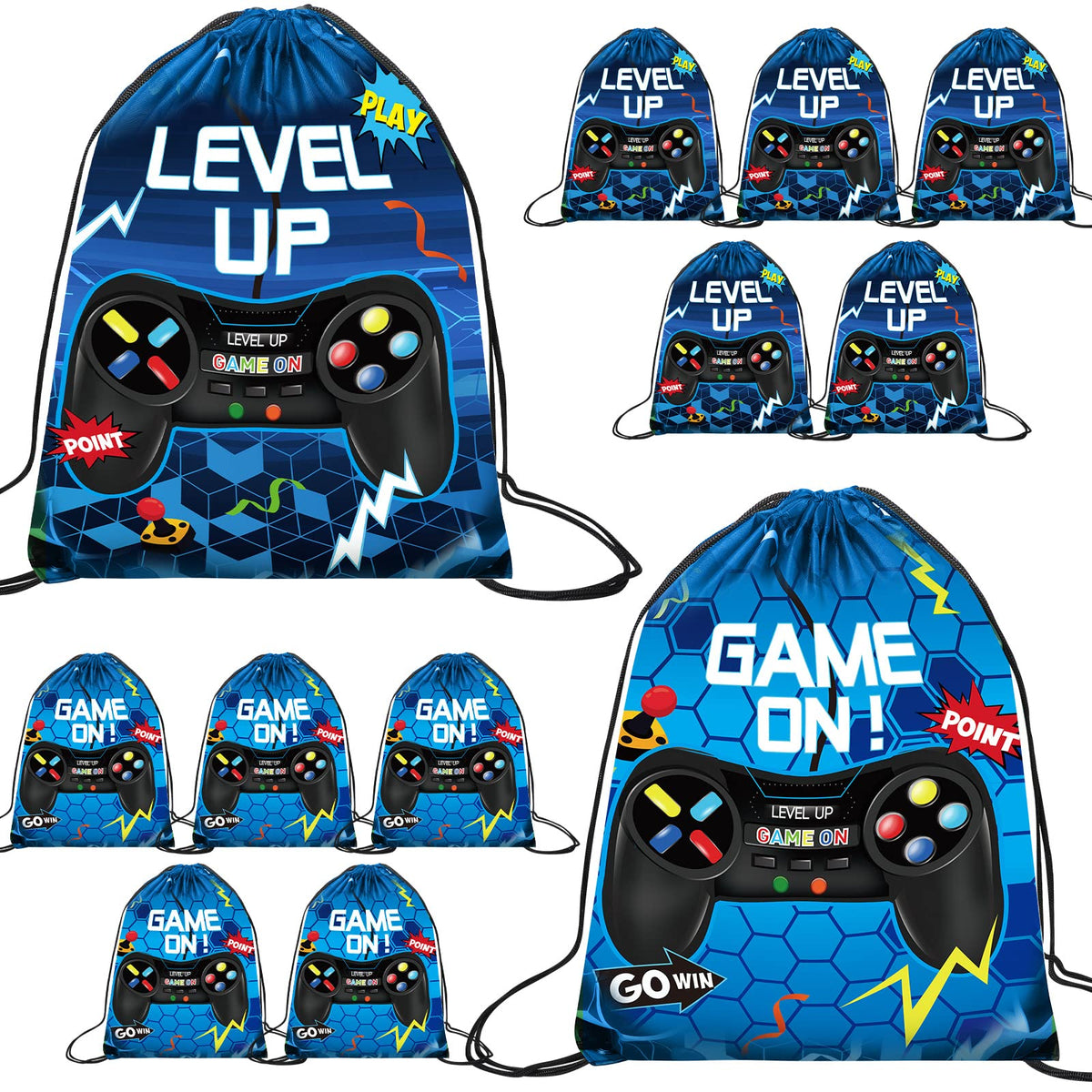 Eccliy 20-piece game-on bags with double-sided prints for durable party favors.