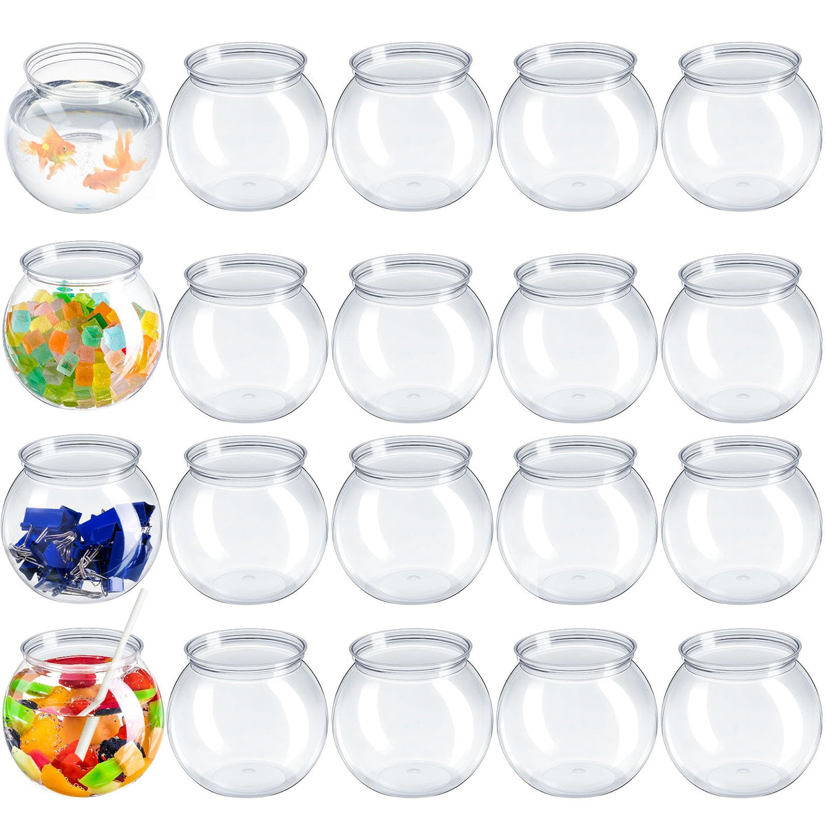 Eccliy clear fish bowls 27oz are sturdy, reusable drinkware for parties.