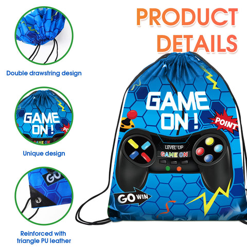 Eccliy blue 12x10 gaming bags add bright color to party décor.