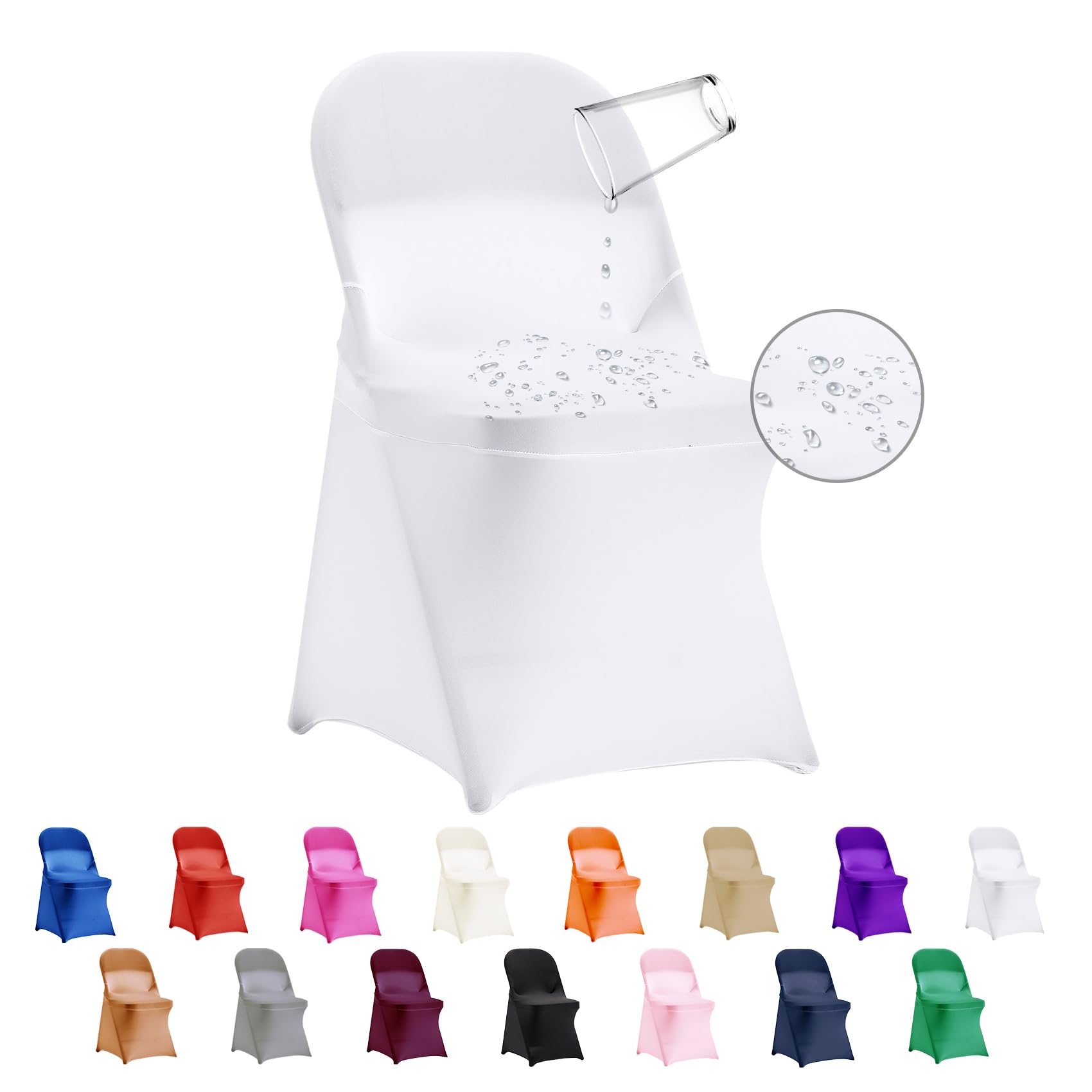 eccwai 36-piece waterproof stretch chair cover in white for weddings
