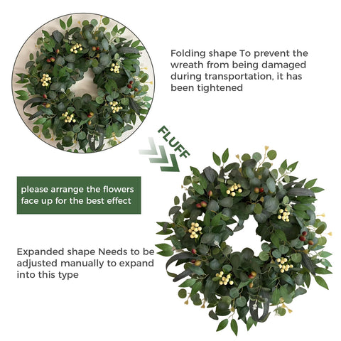 Ecerangus wreath hung under an eave for outdoor use protection