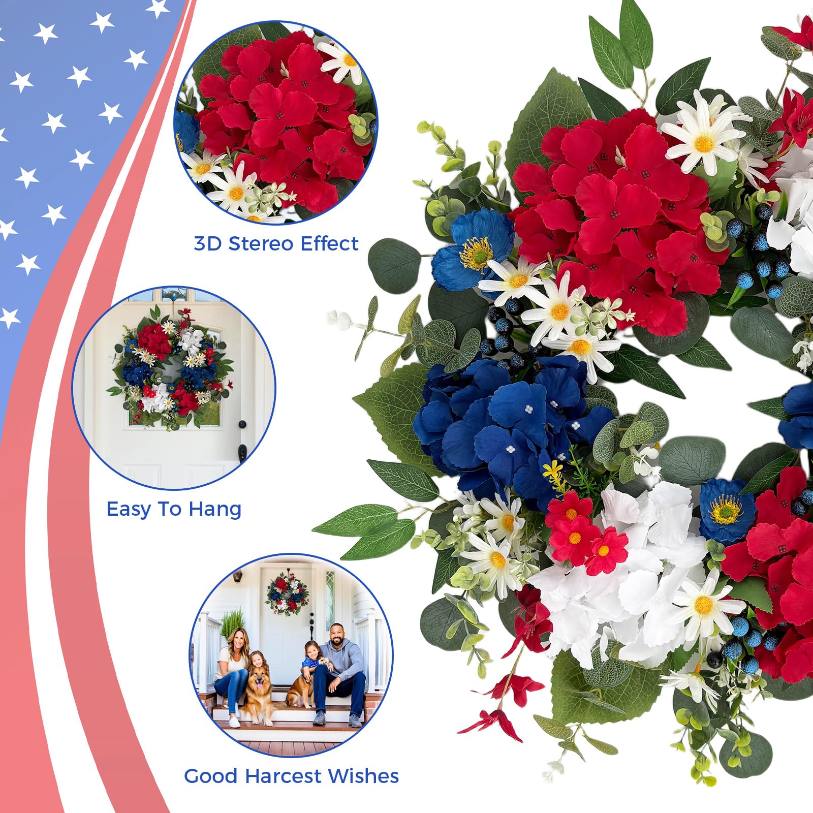 Ecerangus memorial day wreath brightens hallways and windows.