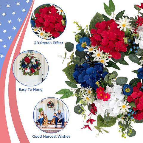 Ecerangus memorial day wreath brightens hallways and windows.