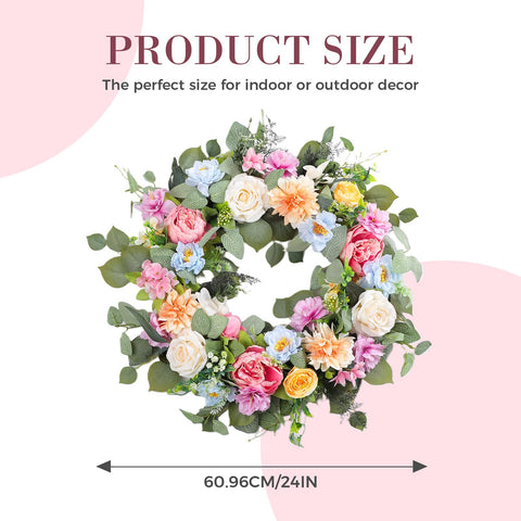 Versatile wreath for indoor and outdoor display throughout all seasons.