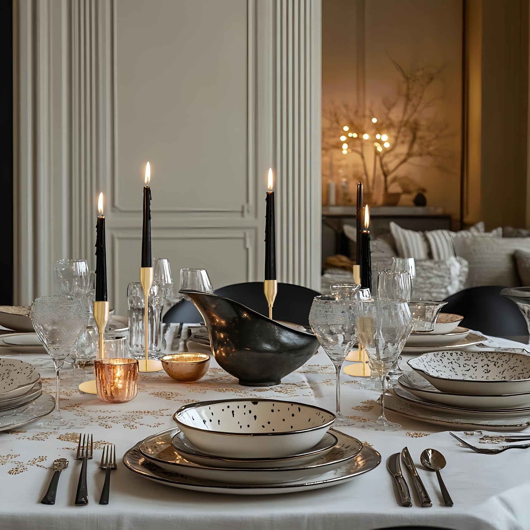 ECHFSM French Gold Taper Candle Holder rust-proof coating close-up.