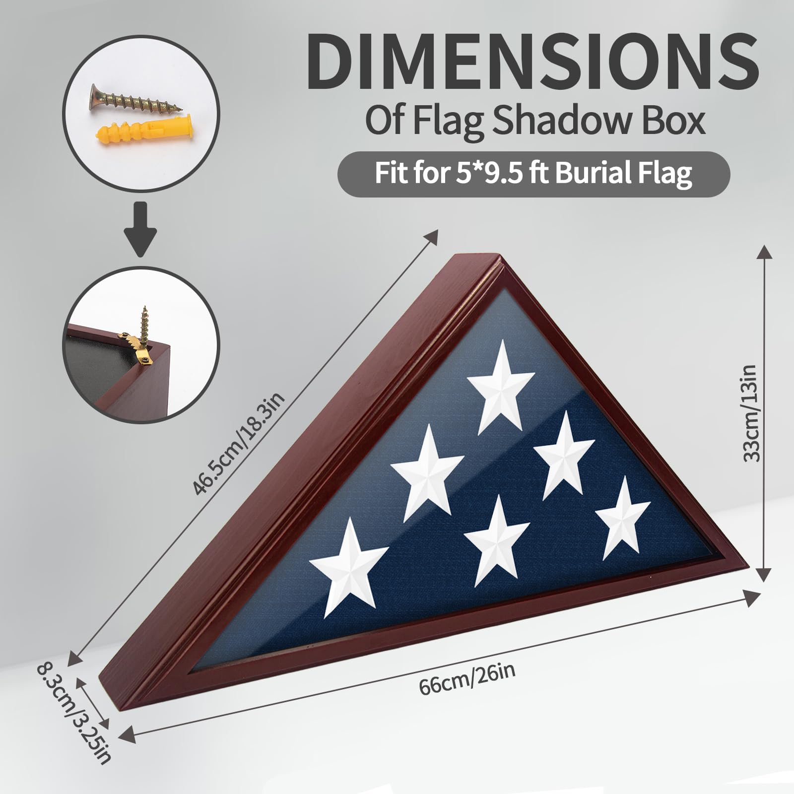 Eclare flag display case wall mount offers flexible hanging for memorials.