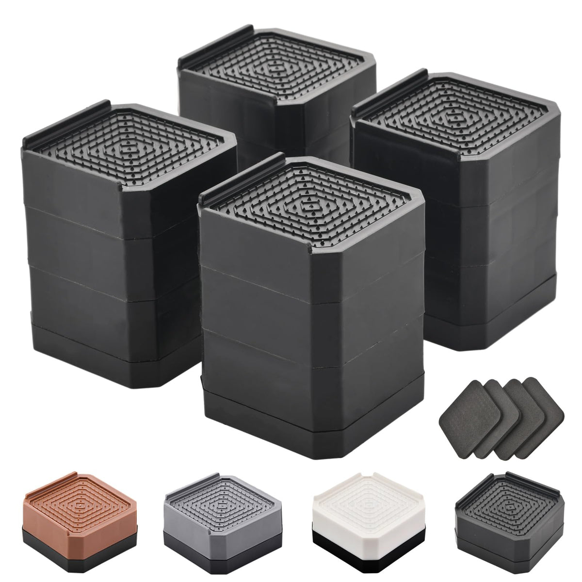 EclatBain bed risers set at 3 inch height for easy cleaning underneath