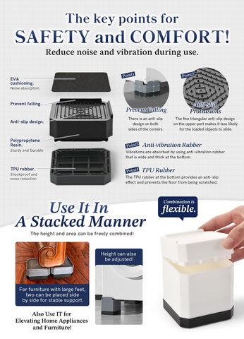 EclatBain polypropylene risers support heavy furniture up to 4000 pounds