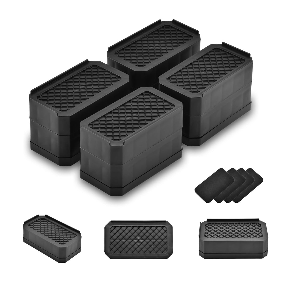 EclatBain BK-2 rectangle bed risers raise furniture by 3 inches for easier cleaning.