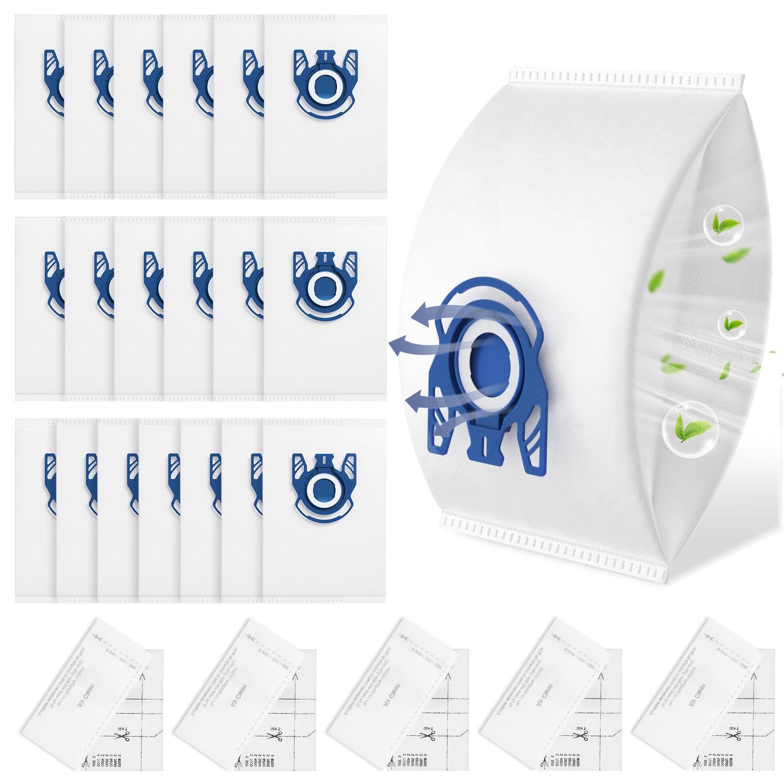Ecleanfy 20-pack 3D AirClean bags for Miele GN provide high capacity for less frequent replacements.