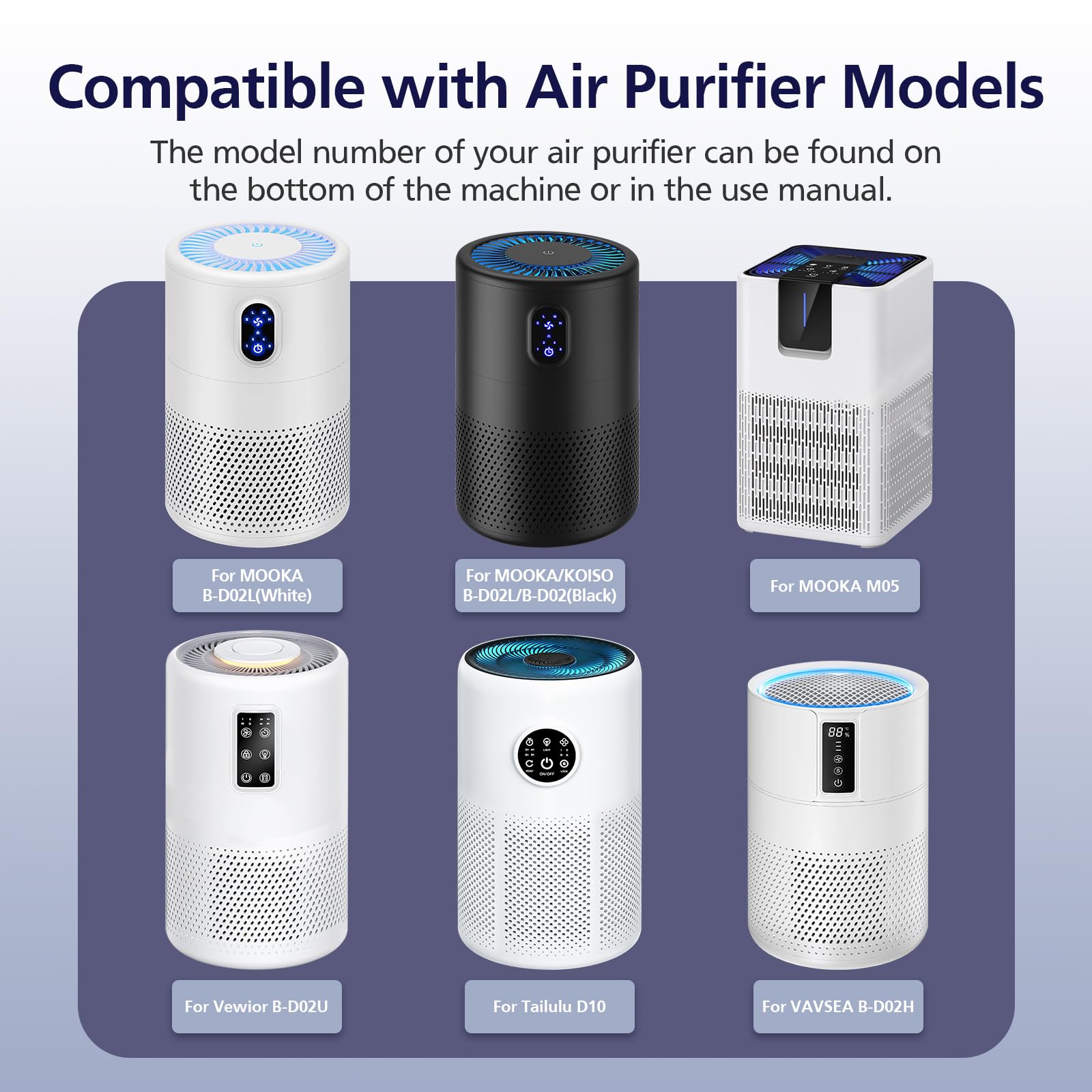 Ecleanfy compatibility chart confirms fit with Mooka B-D02L and other models.