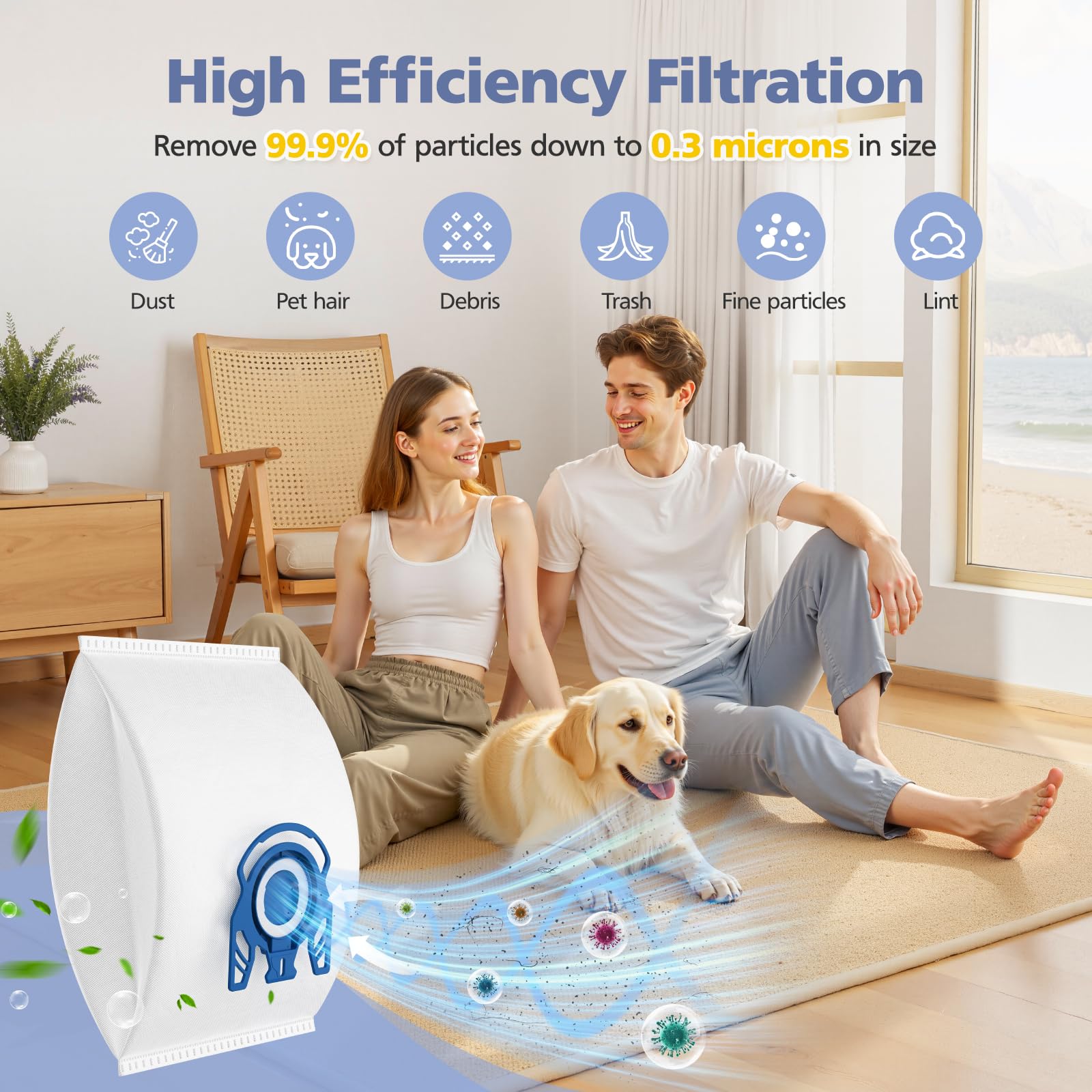 Ecleanfy pre-motor filters included for ready-to-use replacement.
