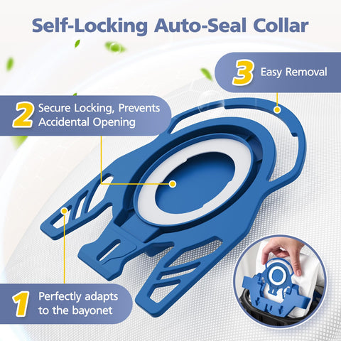 Ecleanfy Self-locking Auto-Seal Ring seals bags to prevent leaks.