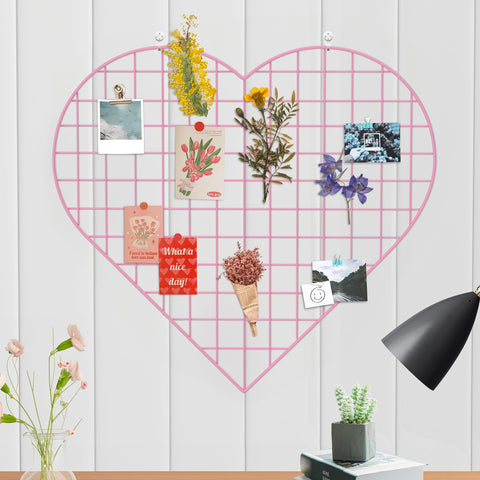 ECLENYES grid wall panel heart pink for stylish photo display and tidy organization.