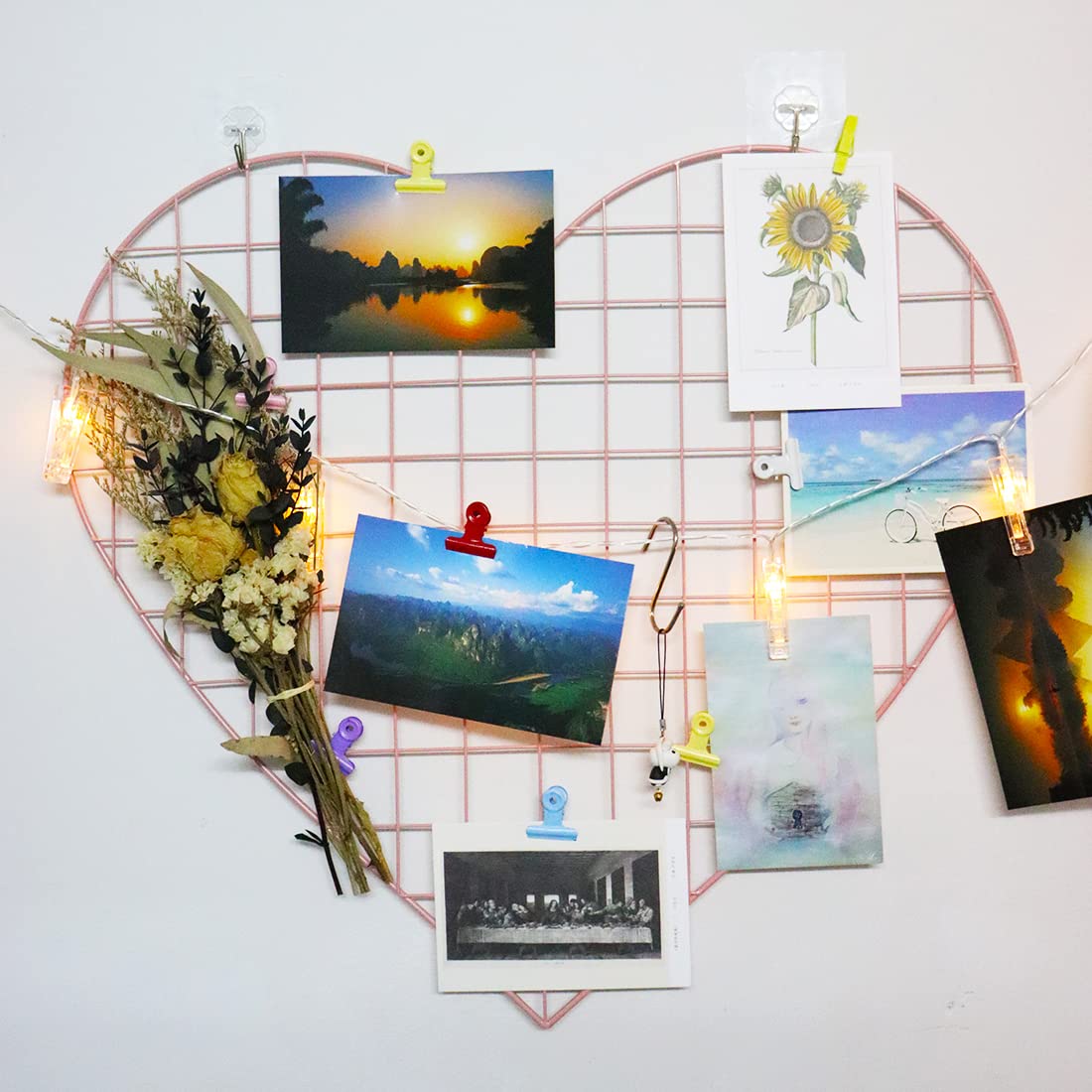 ECLENYES photo display grid shows a heart-shaped pink frame for versatile decor.