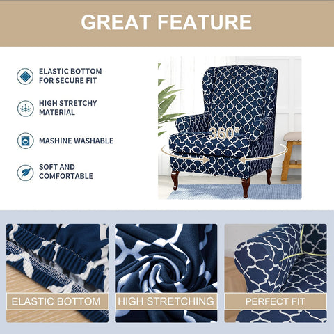 Eco-Ancheng wingback slipcover with elastic bottom stays put during use.