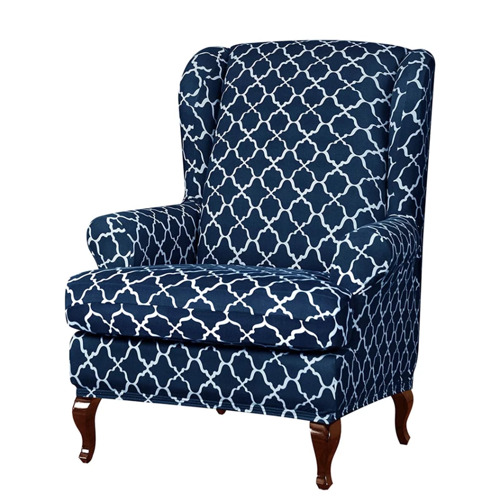 Eco-Ancheng wingback slipcover highlights stretch fabric for a snug, chair-friendly fit.