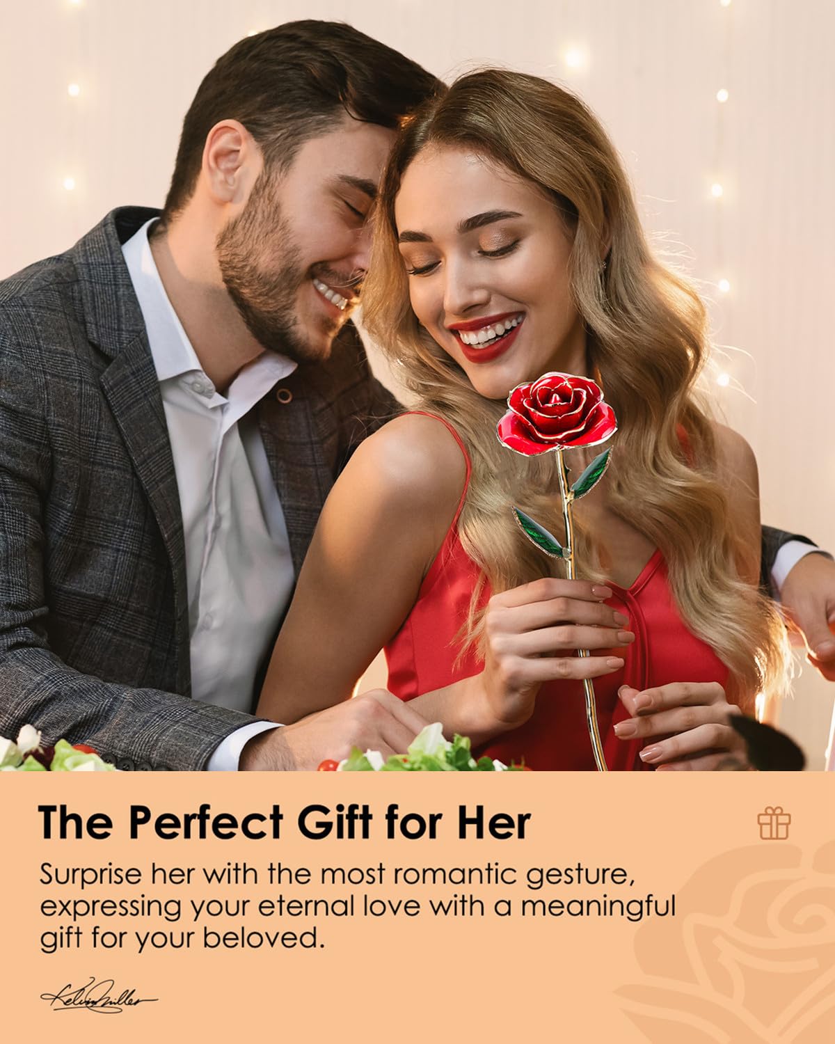 ECO SPACE Gold Dipped Rose includes information card for gifting