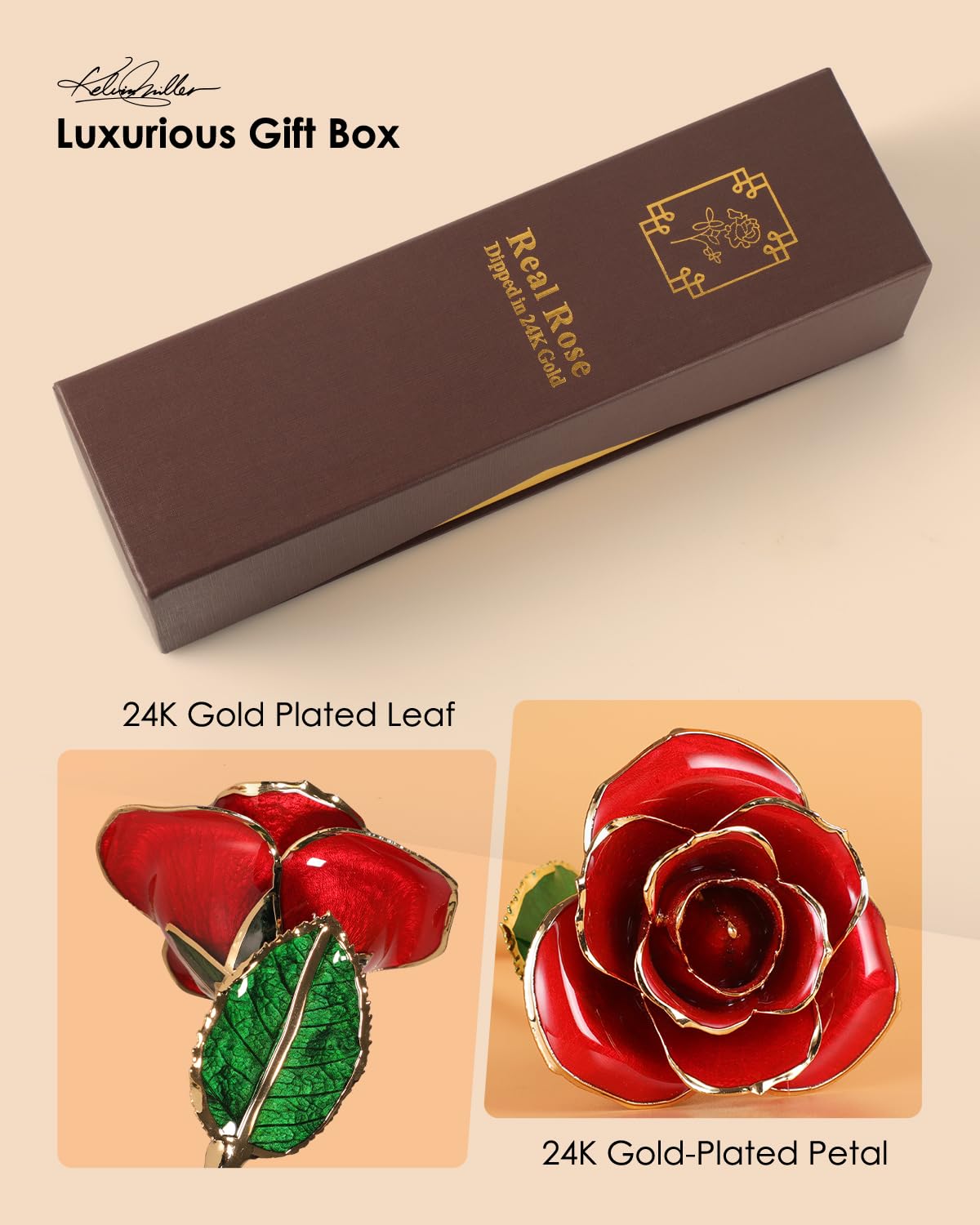 ECO SPACE Gold Dipped Rose is a unique one-of-a-kind keepsake