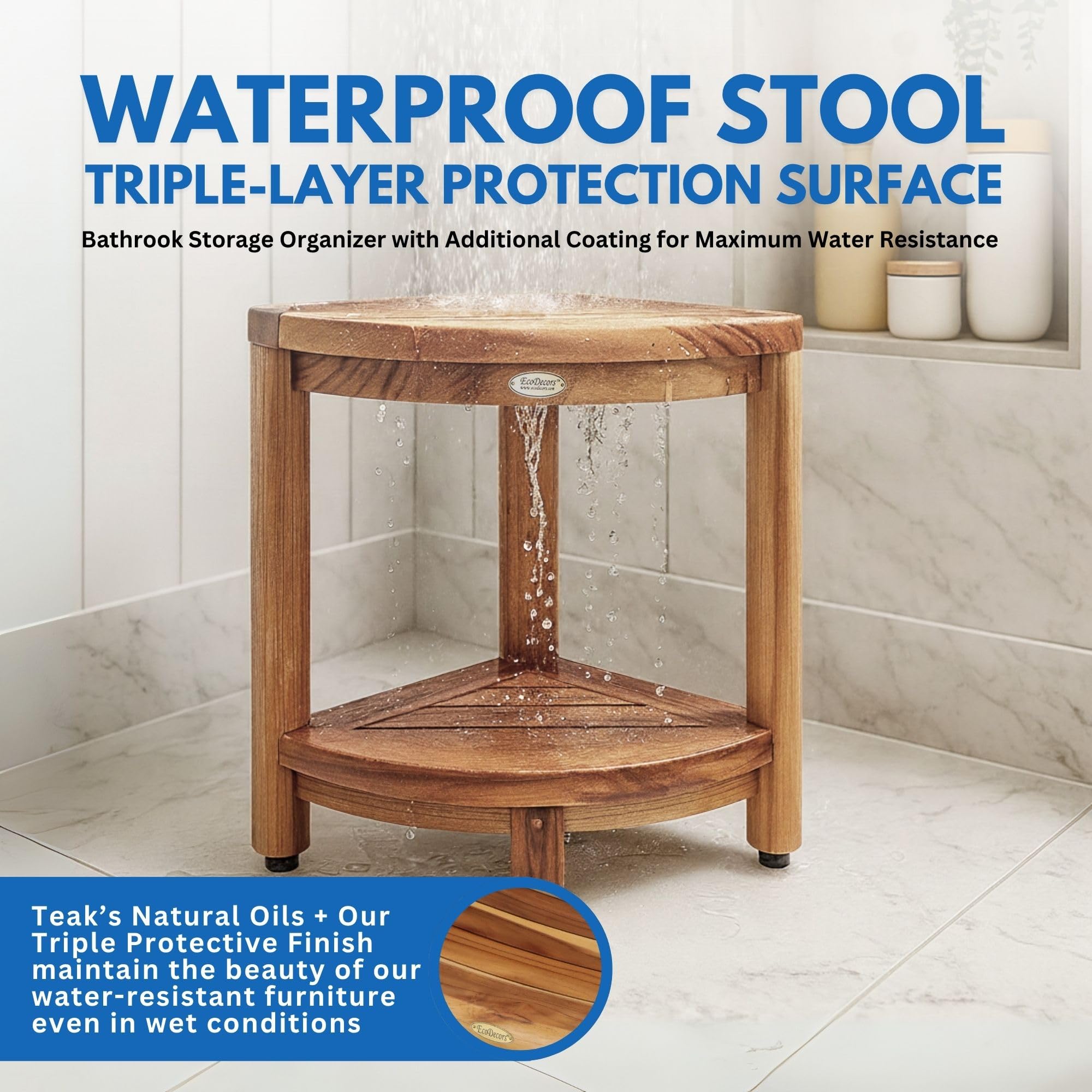 EcoDecors DecoTeak small bathroom bench blends style and practicality