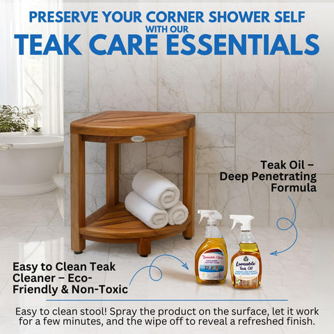 EcoDecors DecoTeak bathroom storage stool fits compact corners