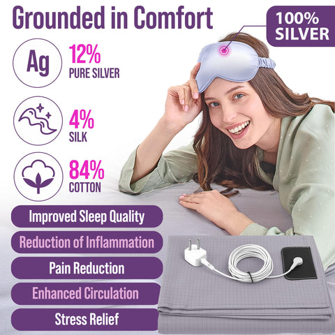 ECOHEAL grounding sheet closeup silver fiber detail highlights high conductivity