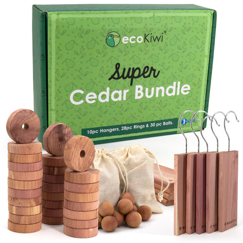 ecoKiwi cedar hangers keep clothes protected with a natural aroma.