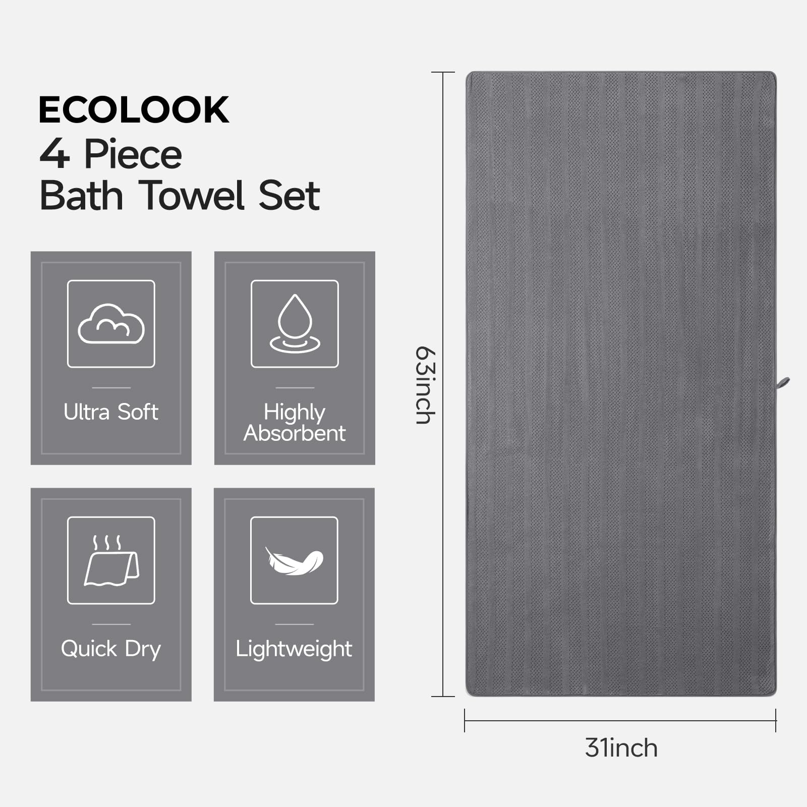 ecolook towels show highly absorbent quick-dry fiber structure for fast moisture removal.