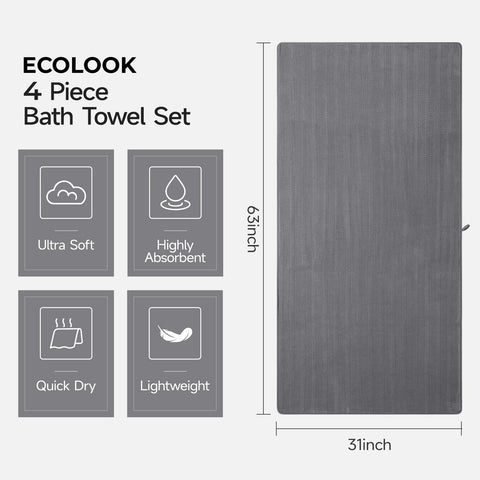 ecolook towels show highly absorbent quick-dry fiber structure for fast moisture removal.