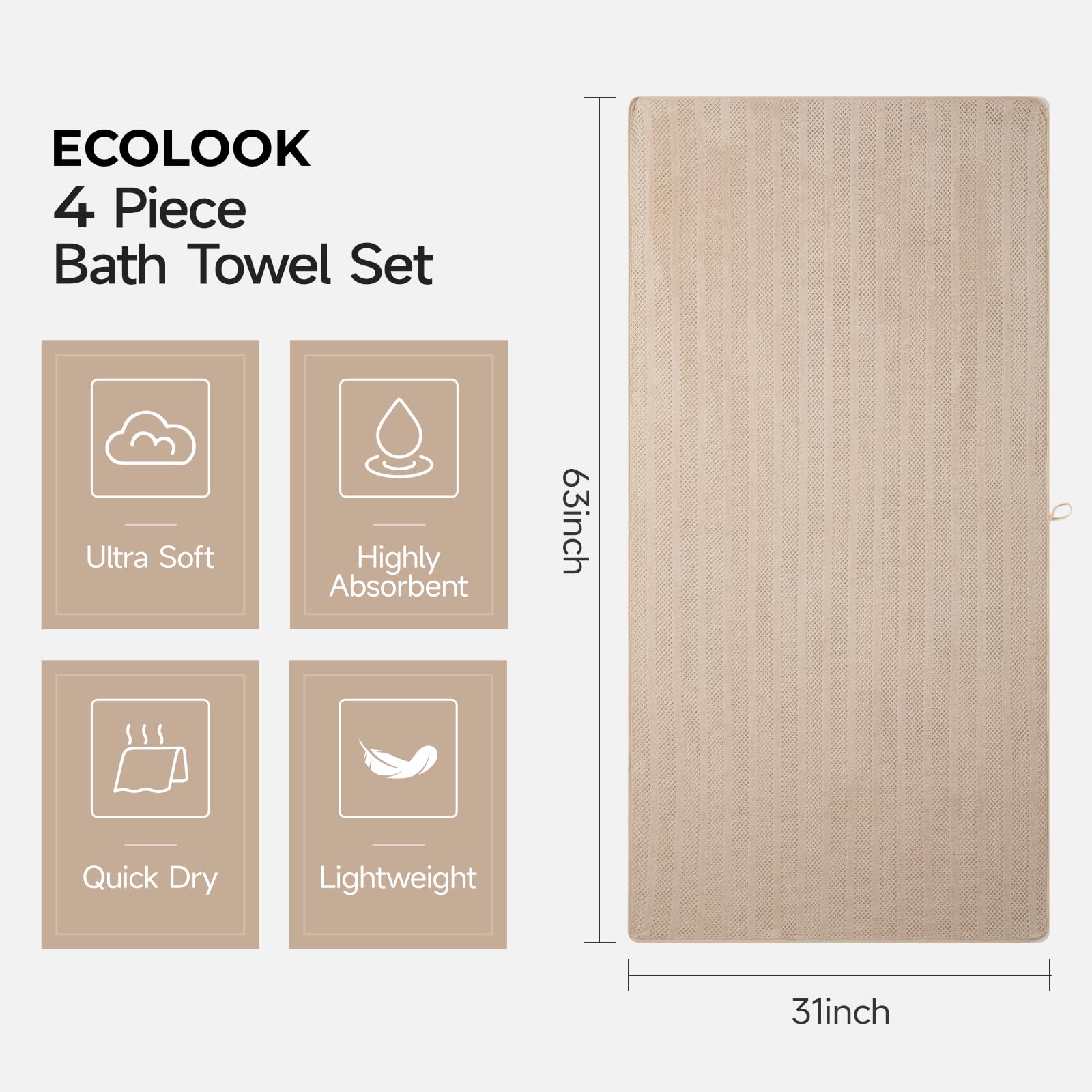 ecolook quick-dry dense weave towel supports rapid moisture removal.