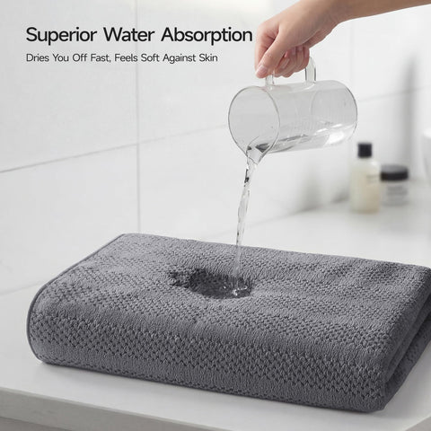 ecolook versatile-use image shows towels for home pool gym and travel.