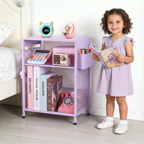 ECOLOVIKids Nightstand 19in purple front view showing compact bedside design