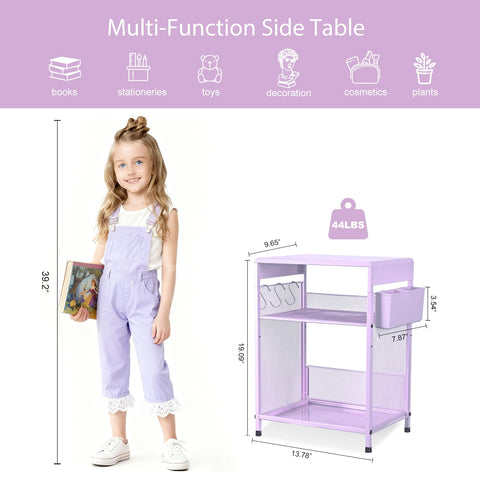 ECOLOVI Kids Nightstand 3-tier storage shelf in use for toys and books