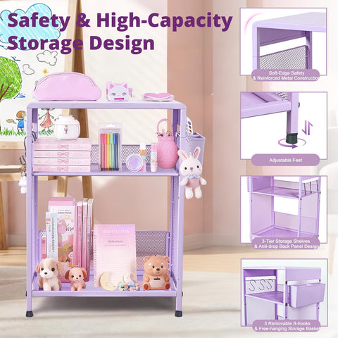 ECOLOVI kids nightstand adjustable shelves growing with child