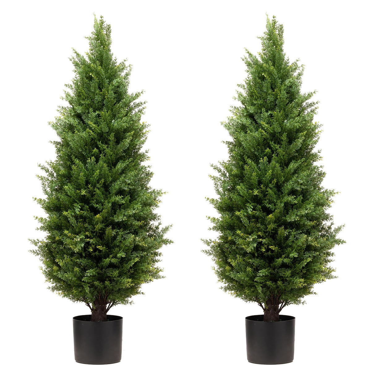 ECOLVANT 3ft artificial cedar topiary for outdoor use, UV-resistant and maintenance-free.