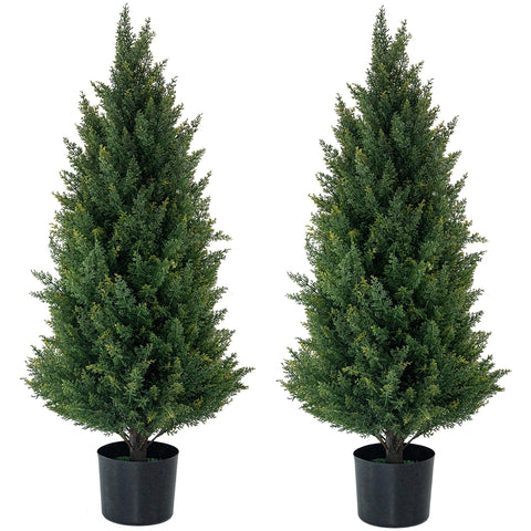 ECOLVANT artificial cedar topiary 3ft on a front porch enhances curb appeal.
