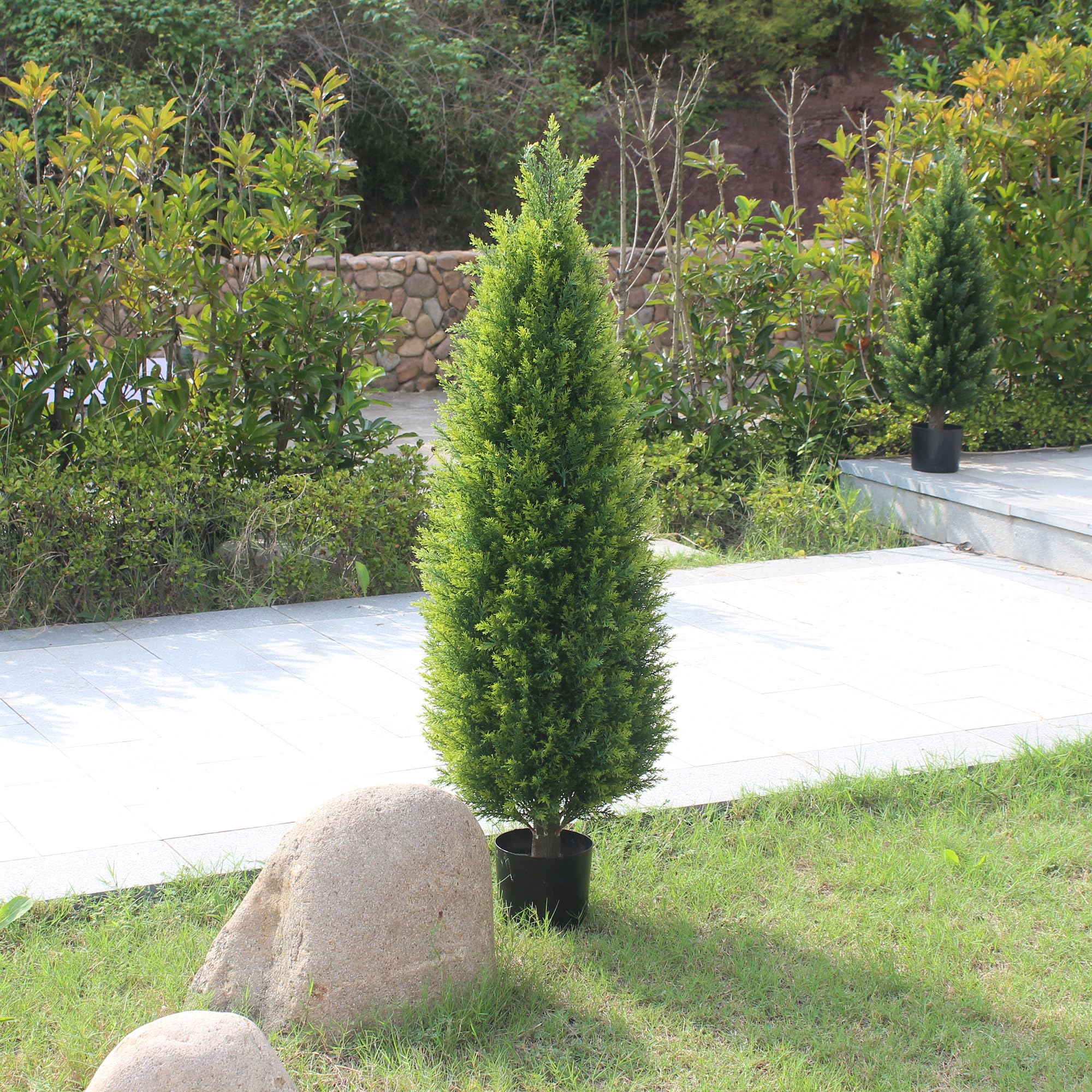 ECOLVANT cedar topiary closeup highlights realism.